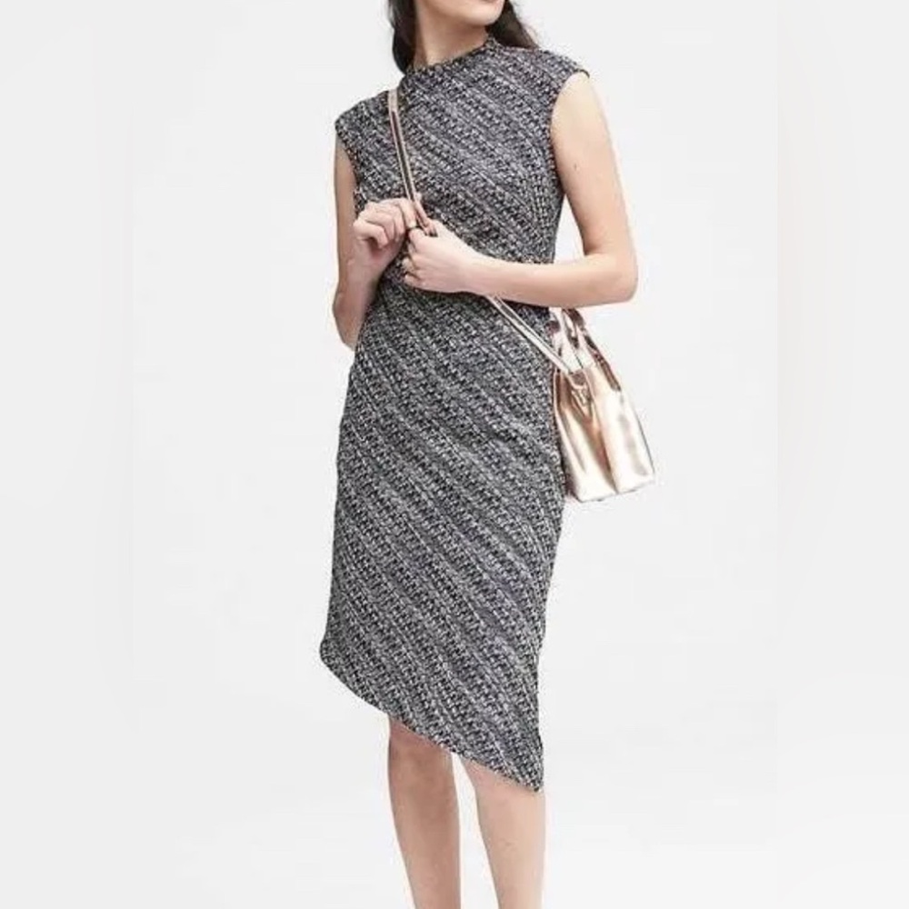Banana Republic boule texture classic sleeveless dress asymmetrical hem